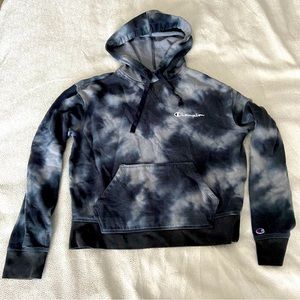 Champion Tie-Dye Navy Blue & White Women’s Hoodie Sweatshirt